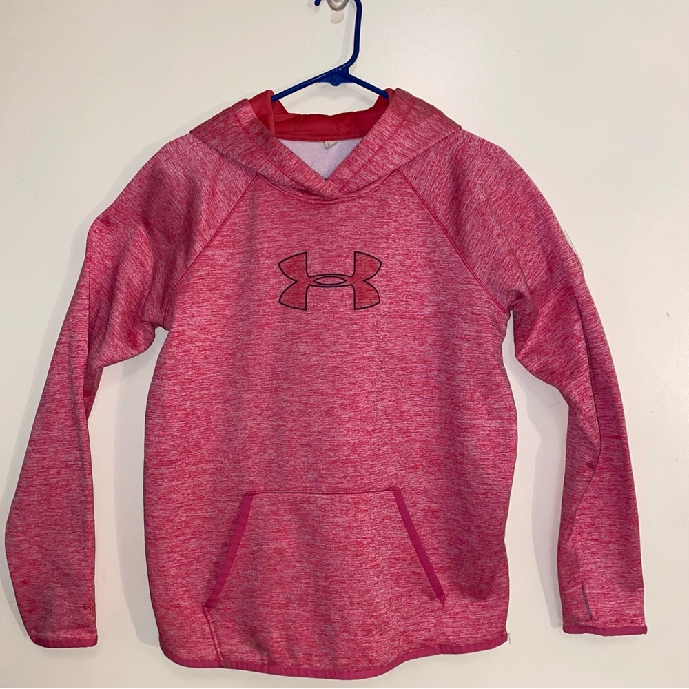 Women’s Under Armour Storm Cold Gear Pullover Logo Hoodie Pink Medium